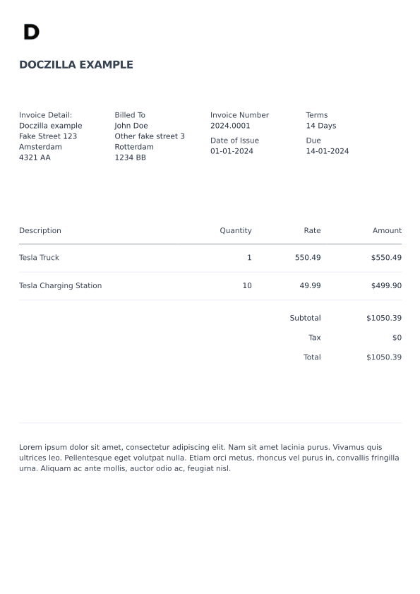 HTML template invoice PDF